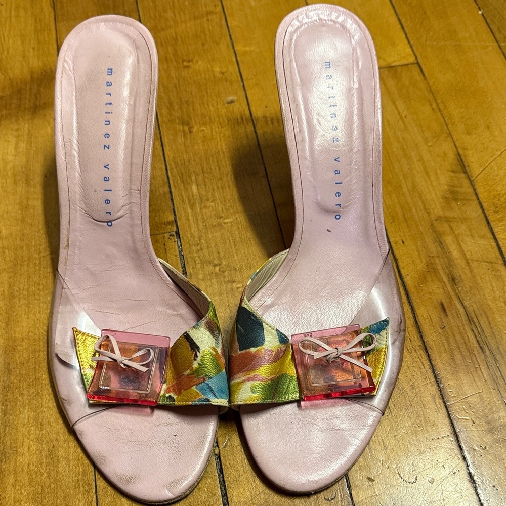 Martinez Valero Pastel Pink and Multicolor Sandals